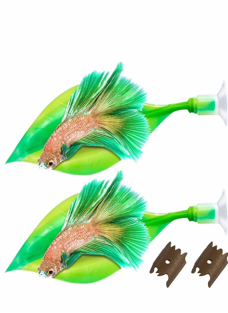 NIBEMINENT - Silicone Betta Bed with Suction Cup Leaf Hammock for Fish Lightweight and Realistic Resting Spot No BPA Practical Comfortable Safe (2 Pieces) - Image 1