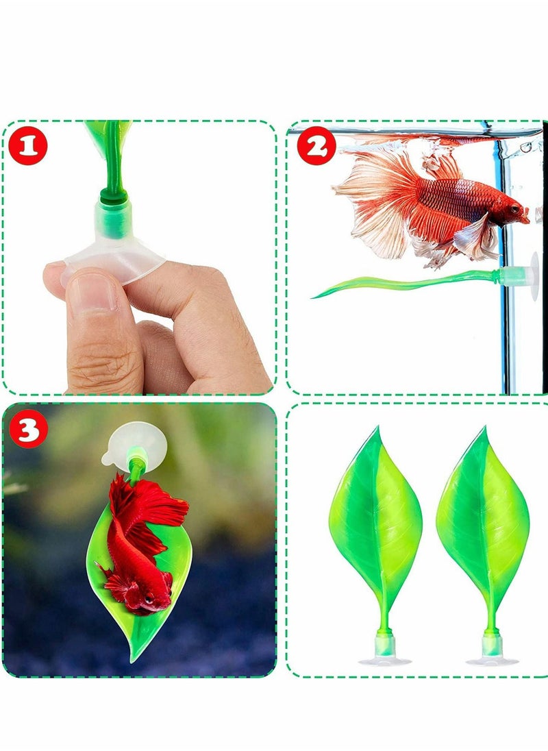 NIBEMINENT - Silicone Betta Bed with Suction Cup Leaf Hammock for Fish Lightweight and Realistic Resting Spot No BPA Practical Comfortable Safe (2 Pieces) - Image 1