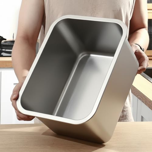 GOVNPJ Stainless Steel Dish Basin, 18L Multipurpose Kitchen Sink Tub for Washing Dishes & Vegetables, Heavy-Duty Rust-Resistant Dishpan with Flat Base (15.74"x11.8"x5.9") - Image 4