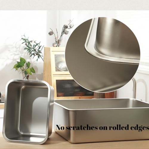 GOVNPJ Stainless Steel Dish Basin, 18L Multipurpose Kitchen Sink Tub for Washing Dishes & Vegetables, Heavy-Duty Rust-Resistant Dishpan with Flat Base (15.74"x11.8"x5.9") - Image 5