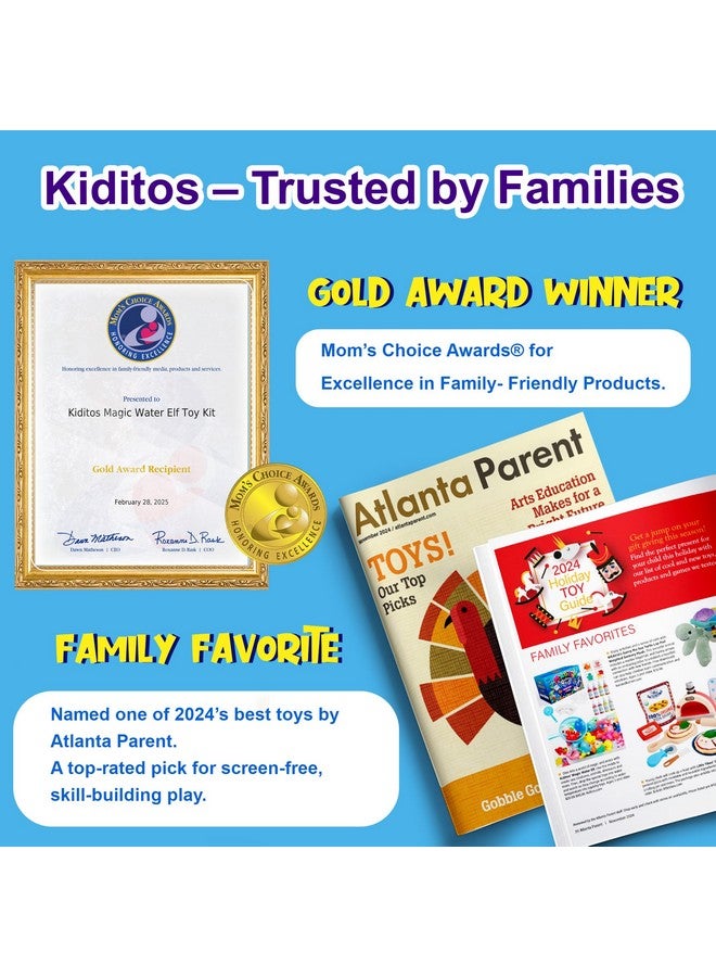Kiditos مجموعة ألعاب كيديتوس السحرية من الجل المائي، مجموعة الجنية المائية - 16 جل سحري و 12 قالب - اصنع حيواناتك المائية وألعاب قابلة للضغط - مجموعة حرف يدوية ممتعة لصيف  ، هدايا عيد الميلاد و هدايا الحفلات للأطفال من عمر 3 سنوات وما فوق - Image 2