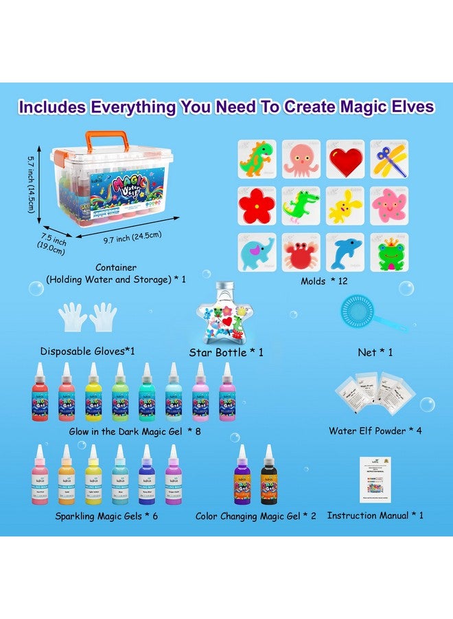 Kiditos مجموعة ألعاب كيديتوس السحرية من الجل المائي، مجموعة الجنية المائية - 16 جل سحري و 12 قالب - اصنع حيواناتك المائية وألعاب قابلة للضغط - مجموعة حرف يدوية ممتعة لصيف  ، هدايا عيد الميلاد و هدايا الحفلات للأطفال من عمر 3 سنوات وما فوق - Image 5