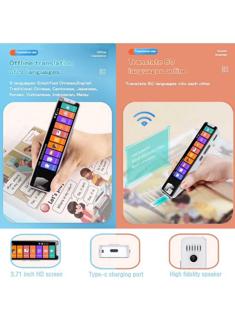 Scan Reader Pen, Language Translation Pen, Text to Speech Device Translator Device Support 134 Languages OCR Reader Pen,Photo and Text & Voice Translation Device for Business Students Adults
