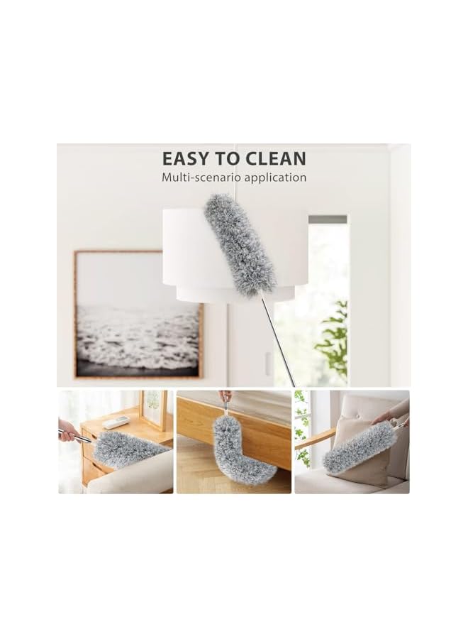 promass Microfiber Feather Dusters for Cleaning Tools with Extension Pole（Stainless Steel）,110’’ Extra Long Duster Ceiling Fan, Gap, Blinds, Furniture, Cars (With replacement pack) - Image 4