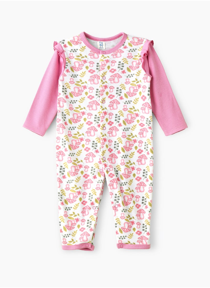 Tiny Hug Girls' Mushroom Print Long Sleeve Onesie  - Image 1