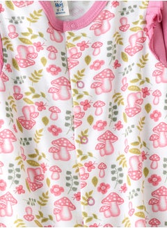 Tiny Hug Girls' Mushroom Print Long Sleeve Onesie  - Image 3