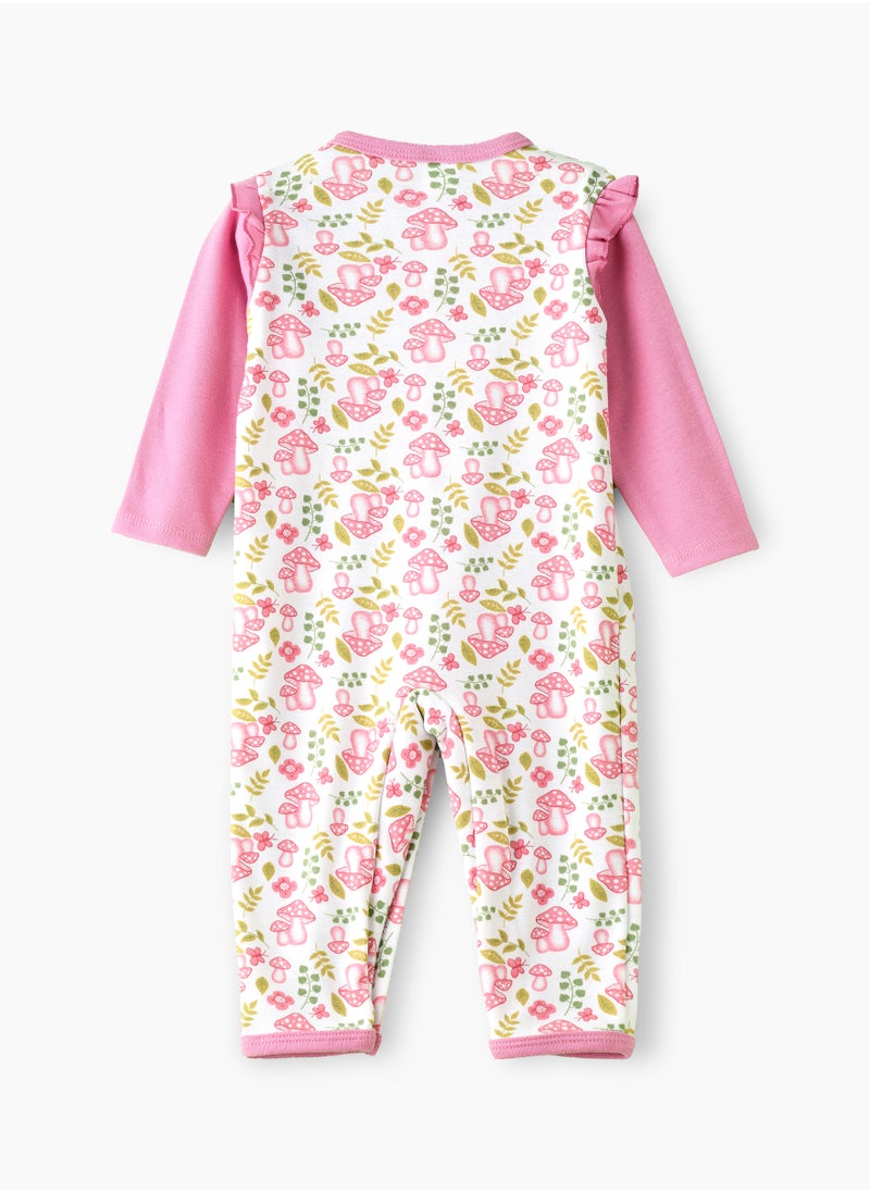 Tiny Hug Girls' Mushroom Print Long Sleeve Onesie  - Image 2