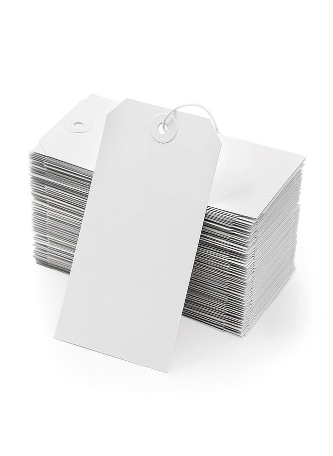 Coideal Ags With Elastic String Attached - Coideal 350 Pcs Blank Hanging Paper Tag Strung Cardstock Shipping Tags With Reinforced Hole For Labeling Price Inventory Luggage 4 3/4" X 2 3/8"  - Image 1