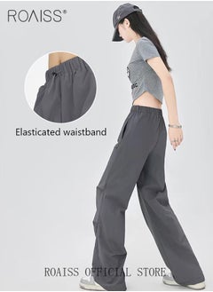 roaiss Women HighWaisted Utility Pants Casual Drawstring Jogger Leg Shaping Fashionable Slimming Flowy Wide Leg Versatile and Stylish  - Image 5