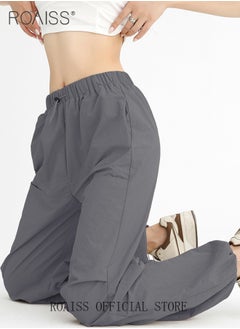 roaiss Women HighWaisted Utility Pants Casual Drawstring Jogger Leg Shaping Fashionable Slimming Flowy Wide Leg Versatile and Stylish  - Image 3