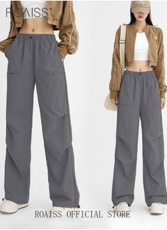 roaiss Women HighWaisted Utility Pants Casual Drawstring Jogger Leg Shaping Fashionable Slimming Flowy Wide Leg Versatile and Stylish  - Image 4