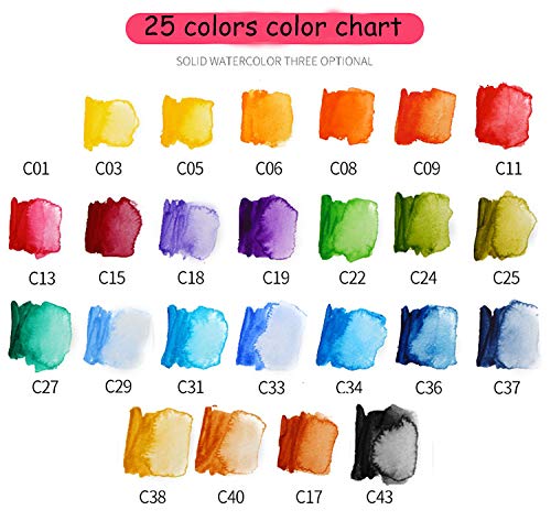 worison Solid Watercolor Paint Set 25 Colors Foldable Water Paint Set with Brush Pen Travel Pocket Water Color Pigment for Outdoor Drawing and Art - Image 5
