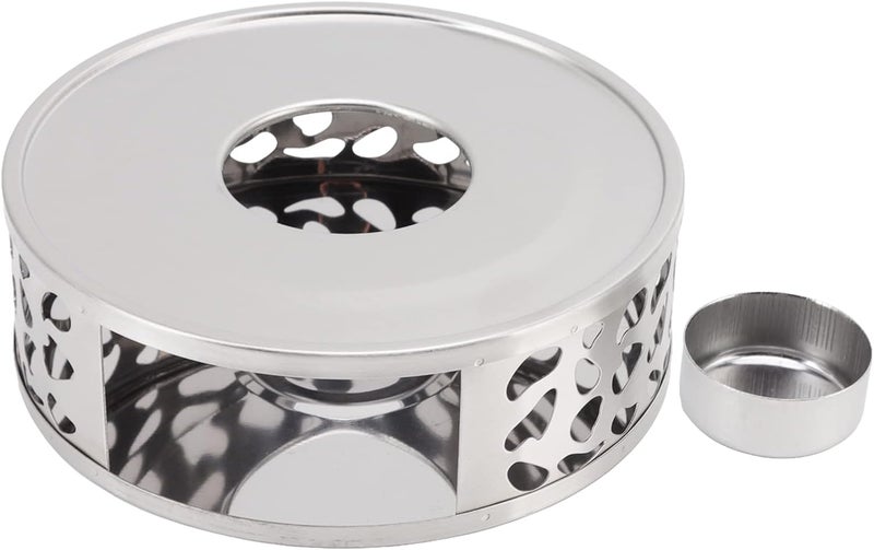 Stainless Steel Teapot Heater, Elegant and, Hollow Design for Light and Shadow, Compact Size, Tea Candle Warmer for Stainless Steel, Glass, Ceramics (Irregular Hole) - Image 1