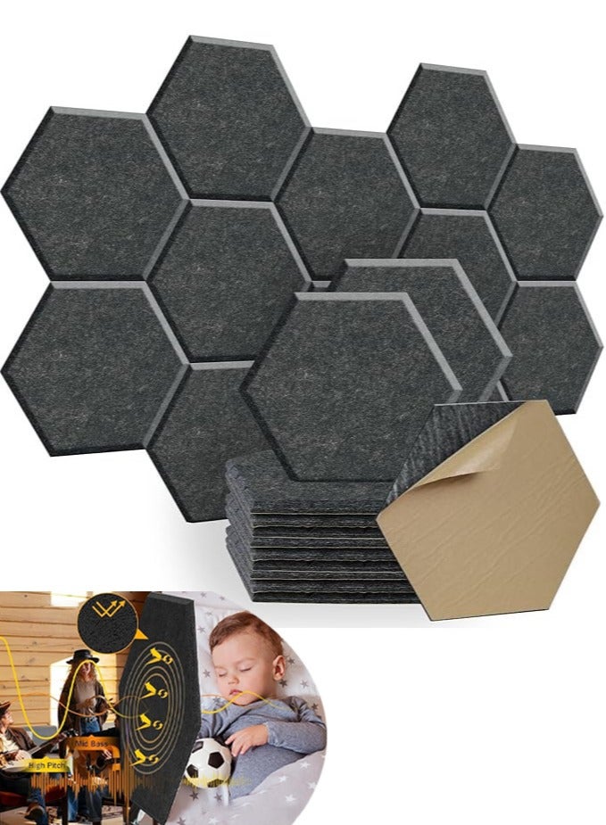 VUCATIN 12 Pcs Hexagon Acoustic Panels Self-adhesive High Density Sound Absorbing Panels 10" X 12" X 0.4" Professional Level Sound Dampening Panels for Studio Home Office - Image 1