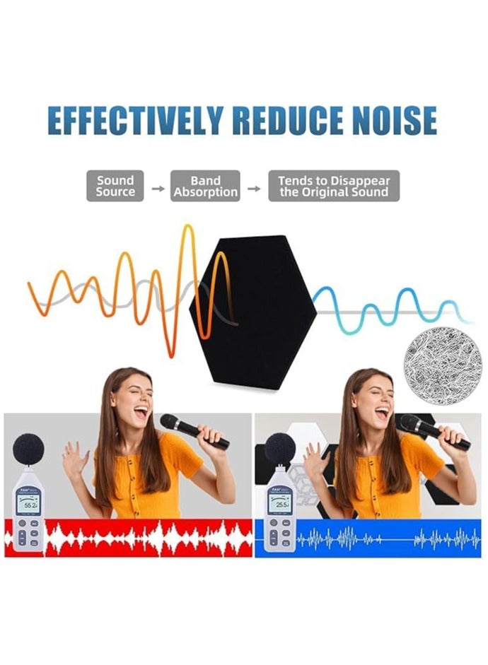 VUCATIN 12 Pcs Hexagon Acoustic Panels Self-adhesive High Density Sound Absorbing Panels 10" X 12" X 0.4" Professional Level Sound Dampening Panels for Studio Home Office - Image 2