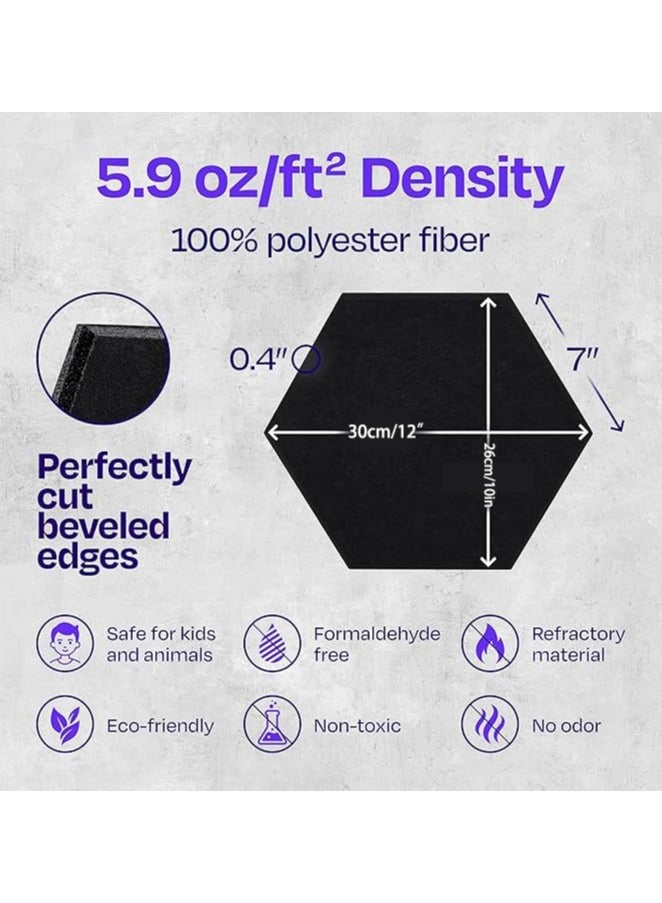 VUCATIN 12 Pcs Hexagon Acoustic Panels Self-adhesive High Density Sound Absorbing Panels 10" X 12" X 0.4" Professional Level Sound Dampening Panels for Studio Home Office - Image 3