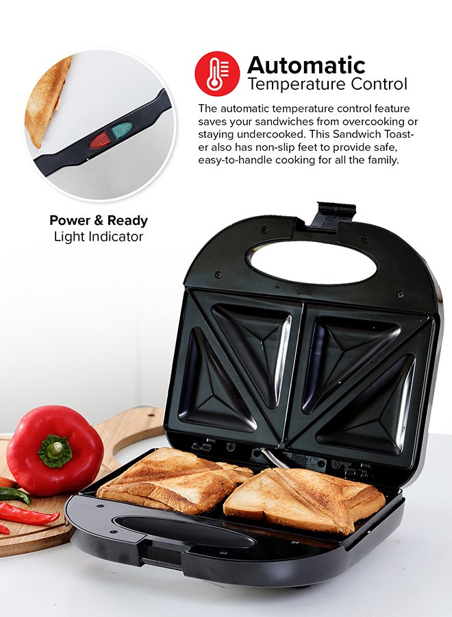 Olsenmark 2 Slice Sandwich Maker Toaster OMGM2321, 750W Equipped With Non-Stick Coating And Overheat Protection, Perfect For Making Sandwiches, Bread Toast 750 W OMGM2321 Black - Image 2