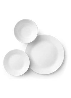 18 Piece Set White Porcelain for 6 Shatterproof Dinnerware, Includes 26cm Dinner, 17cm Salad Side Plates and Soup Bowl 530ml