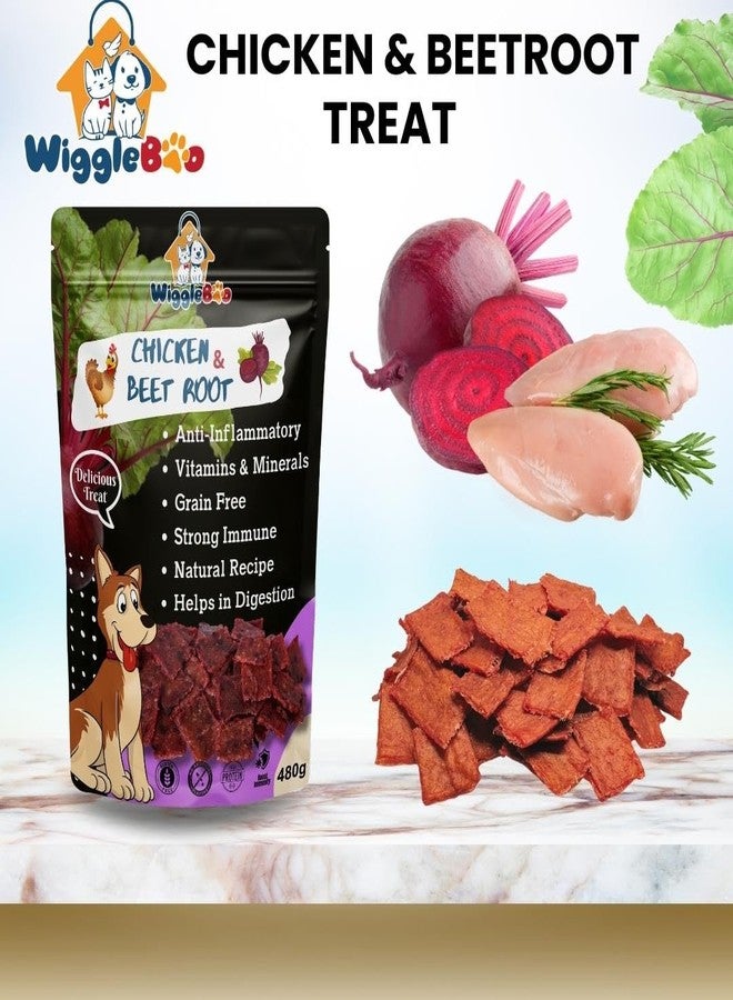 WiggleBoo مكافآت ويغل بو للكلاب بنكهة الدجاج والشمندر | عبوة ضخمة | تدعم جهاز المناعة والهضم | وجبات خفيفة صحية مقرمشة (دجاج وشمندر 480 غرام) - Image 3