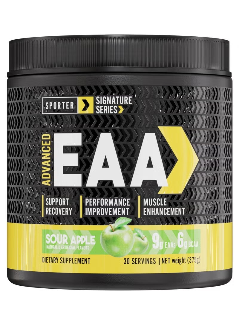 SPORTER Advanced EAA, Sour Apple, 375g – Essential Amino Acids Powder for Muscle Recovery & Workout Performance - Image 1