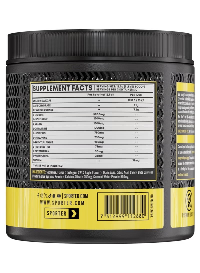 SPORTER Advanced EAA, Sour Apple, 375g – Essential Amino Acids Powder for Muscle Recovery & Workout Performance - Image 5
