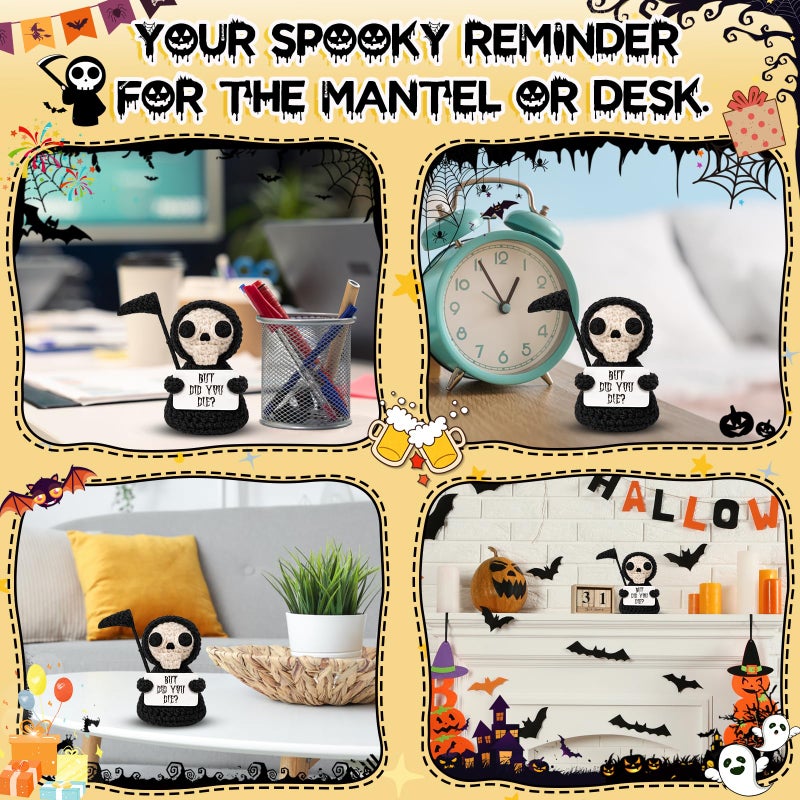 Frabaca But Did You Die - Funny Grim Reaper Crochet Plush - Dark Humor Sarcastic Office Desk Decor, Spooky Cute Halloween Gag Gift for Friends Coworkers Women Men, Christmas White Elephant Boo Basket Stuffers - Image 3