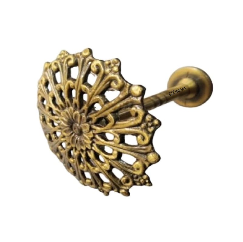 QZibeva QZibeva Curtain Holdback Pack of 2 Decorative Bronze Tie Back Hook Loop Design Wall Craft Hooks  - Image 2