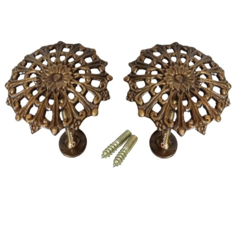 QZibeva QZibeva Curtain Holdback Pack of 2 Decorative Bronze Tie Back Hook Loop Design Wall Craft Hooks  - Image 3
