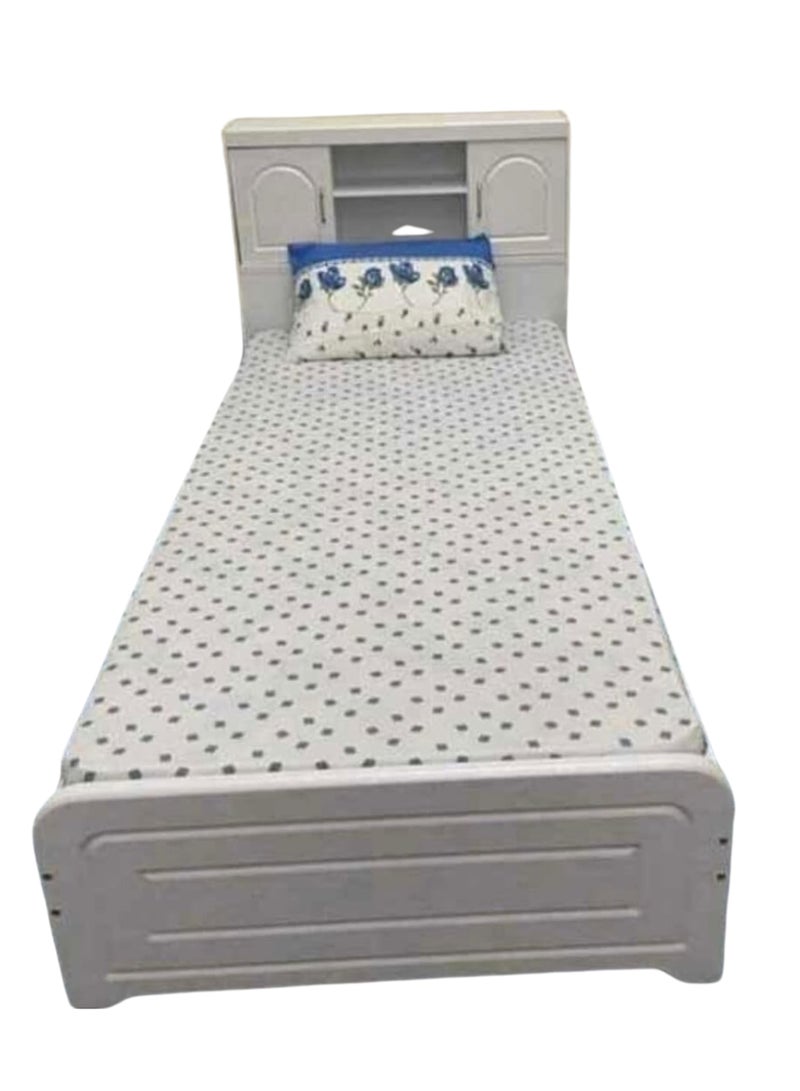 KARNAK سرير مفرد خشبي كارناك مع رأس سرير للتخزين - أبيض (L190 x W90 سم) - Image 2