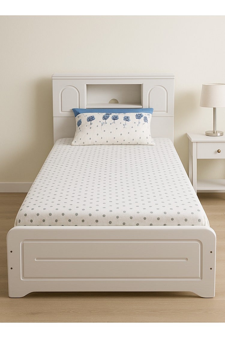 KARNAK سرير مفرد خشبي كارناك مع رأس سرير للتخزين - أبيض (L190 x W90 سم) - Image 1
