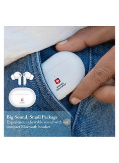 SWISS MILITARY Delta5 Active Noise Cancelling Earbuds with ENC & Transparency Mode, Smart Touch Sensors, 300Hr Standby & 5Hr Music Time, Seamless Connectivity, Works with Android/iOS Phones- White  - Image 4
