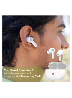 SWISS MILITARY Delta5 Active Noise Cancelling Earbuds with ENC & Transparency Mode, Smart Touch Sensors, 300Hr Standby & 5Hr Music Time, Seamless Connectivity, Works with Android/iOS Phones- White  - Image 5