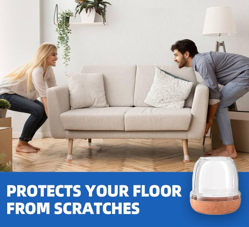 MOYOHIM 20 Pcs Clear Extra Small Chair Leg Floor Protectors for Hardwood Floors, Round Rubber Chair Leg Caps with Felt, Furniture Leg Feet Covers Protect Floors from Scratches Reduce Noise (Fit 0.55"-0.75") - Image 2