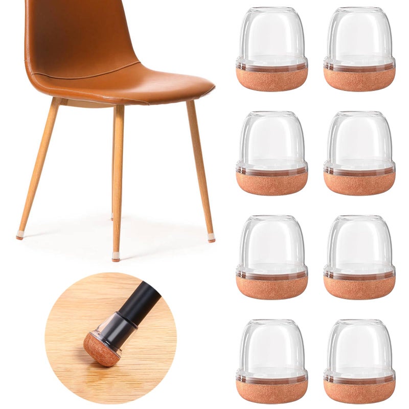 MOYOHIM 20 Pcs Clear Extra Small Chair Leg Floor Protectors for Hardwood Floors, Round Rubber Chair Leg Caps with Felt, Furniture Leg Feet Covers Protect Floors from Scratches Reduce Noise (Fit 0.55"-0.75") - Image 1