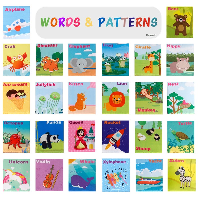 Mini Tudou 26 PCS Baby Soft Alphabet Cards, ABC Learning Flash Cards with Storage Bag, Washable Soft Letter Early Educational Toy for Babies Infants Toddlers Boys and Girls 0 1 2 3 Years Old - Image 2