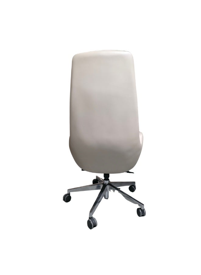 FURALUX High Back Executive Office Chair in PU Leather with Tilt Lock Mechanism, Height Adjustable Swivel Desk Chair with Chrome Base, 150KG Capacity – Beige - Image 2