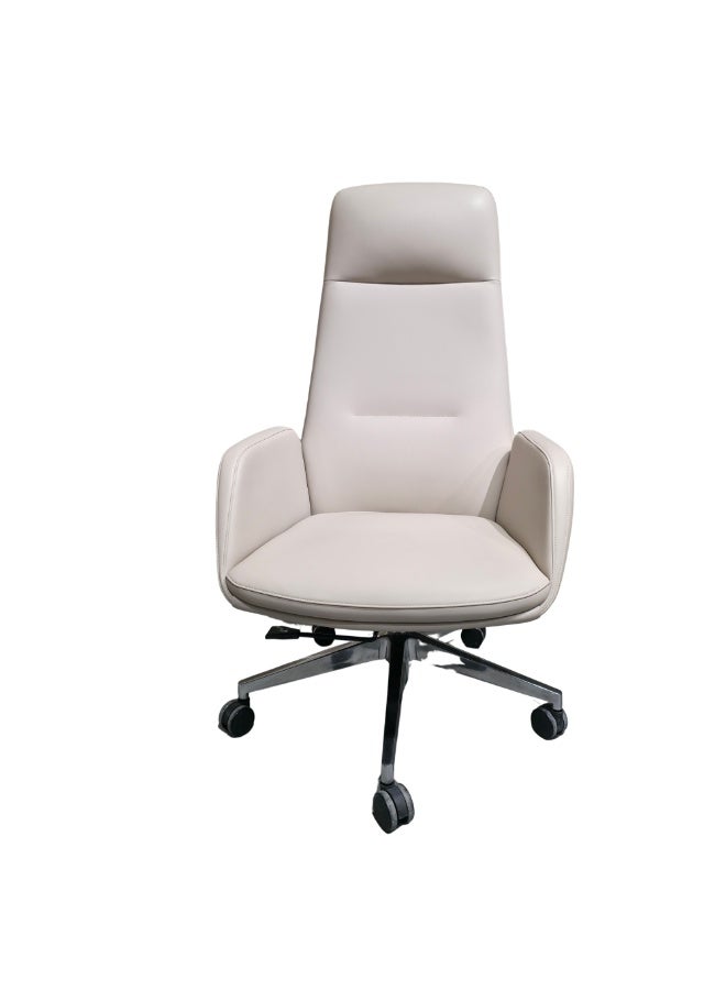FURALUX High Back Executive Office Chair in PU Leather with Tilt Lock Mechanism, Height Adjustable Swivel Desk Chair with Chrome Base, 150KG Capacity – Beige - Image 1