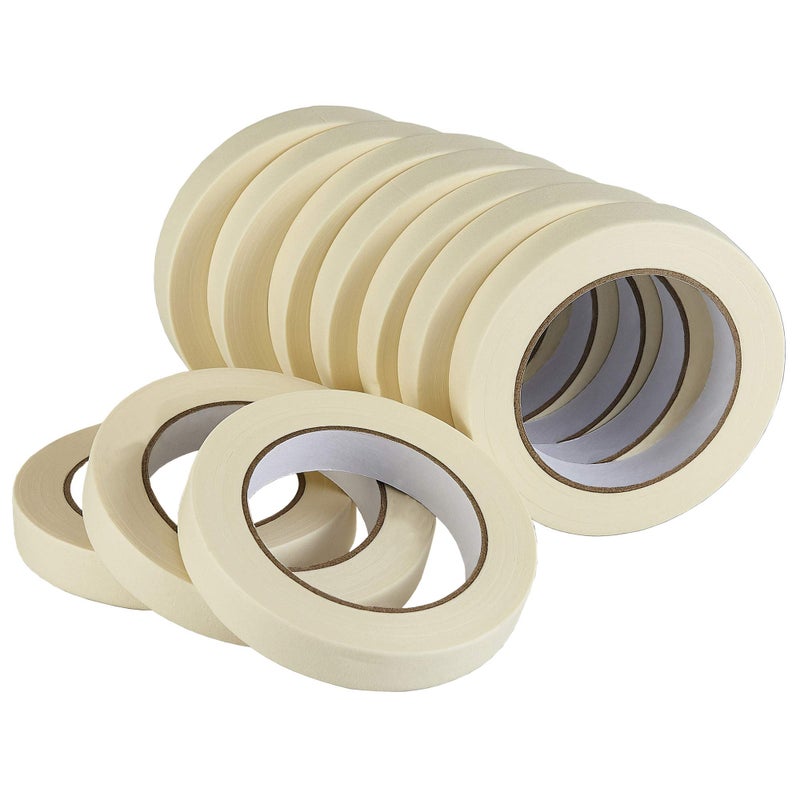Lichamp Masking Tape 10 Pack General Purpose Beige White Color 075 inch x 55 Yards x 10 Rolls 550 Total Yards for Painting Home Office School Stationery Arts Crafts etc 3004