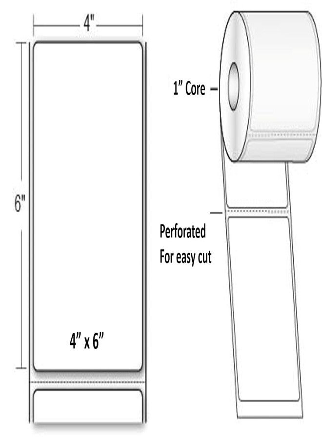 HEBEZON 100mm x 150mm Direct Thermal Shipping Labels Printer Sticker 400 per Roll (White, 4"x 6") (Pack of 6) - Image 2
