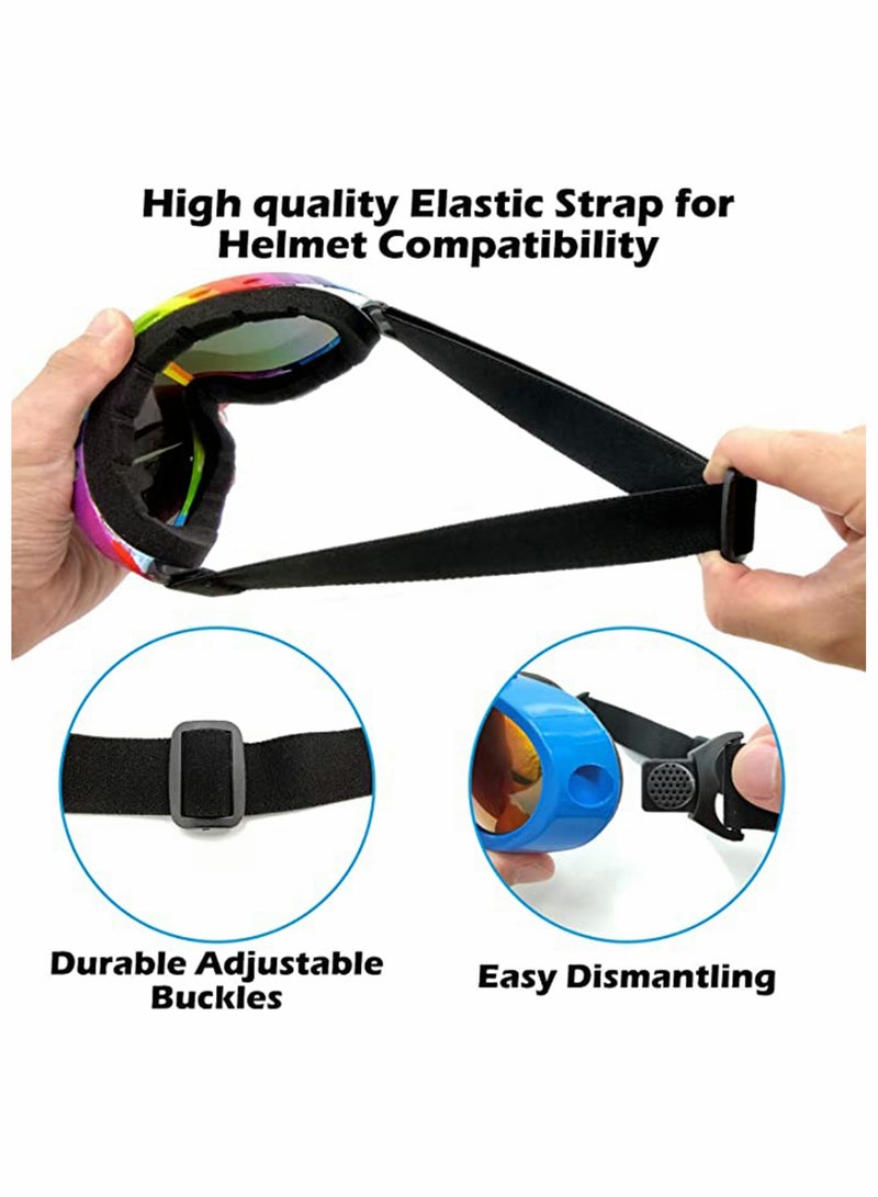 Zikra 4 Pack Snowboard Goggles Anti-fog,  Ski Anti Fog Glare Adjustable Strap Snow Goggles, Snow Sport PC HD Len for Men Women Kids Youth Winter Outdoor Skiing, Snowboarding, Skating, Motorcycling - Image 3