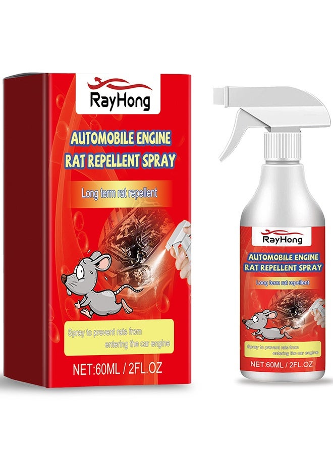 RAYHONG Automobile Engine Rat Repellent Spray, Rats Repellent Spray, Rodent Repellent, 100% Natural Repel Mice, Spray Prevent Rats From Entering The Car Engine, Use To Prevent, Catch And Repel Rats, Eco-Friendly Mouse Repellent Spray Natural Non-Toxic, 60ml - Image 1