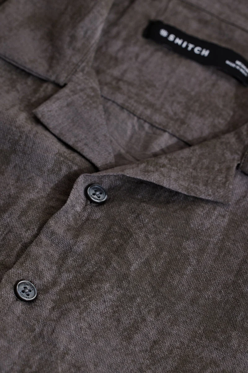 SNITCH Dark Charcoal Abstract Half Sleeve Boxy Shirt