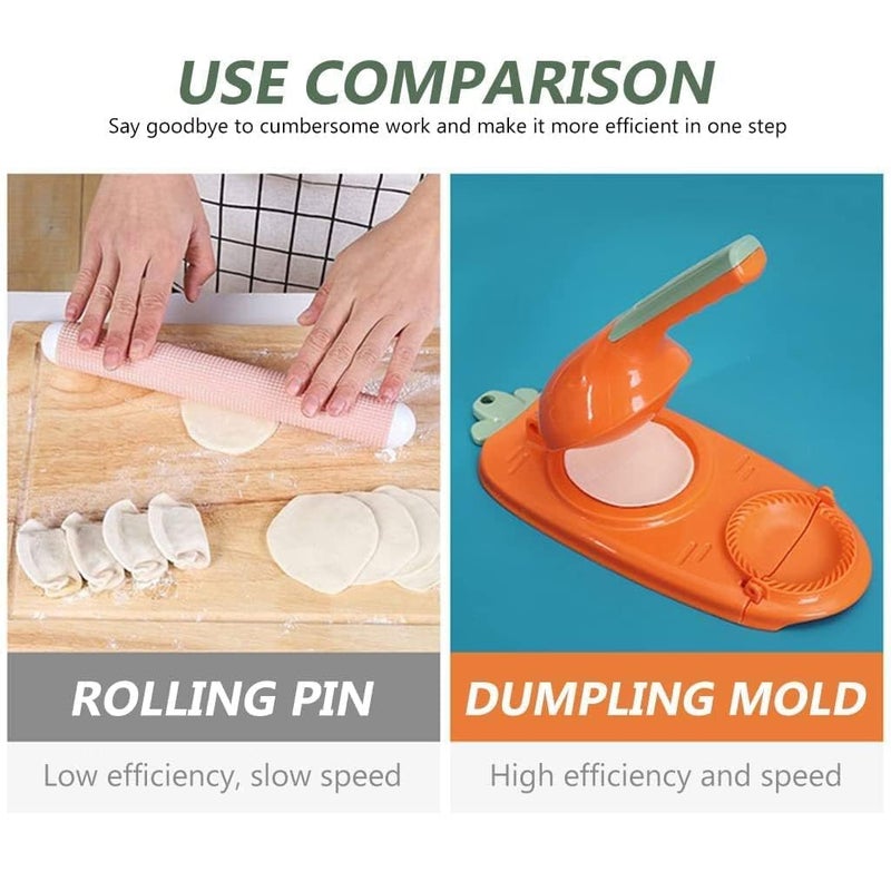 ROMINO ROMINO 2 in 1 Dumpling Maker Ghughra Momos Maker Machine Skin Press Mould for Gujiya Ghughra Mould Machine Samosa Maker Kajjikayalu Karanji Maker Kitchen Tool with Dumpling Puri Maker Multi  - Image 4