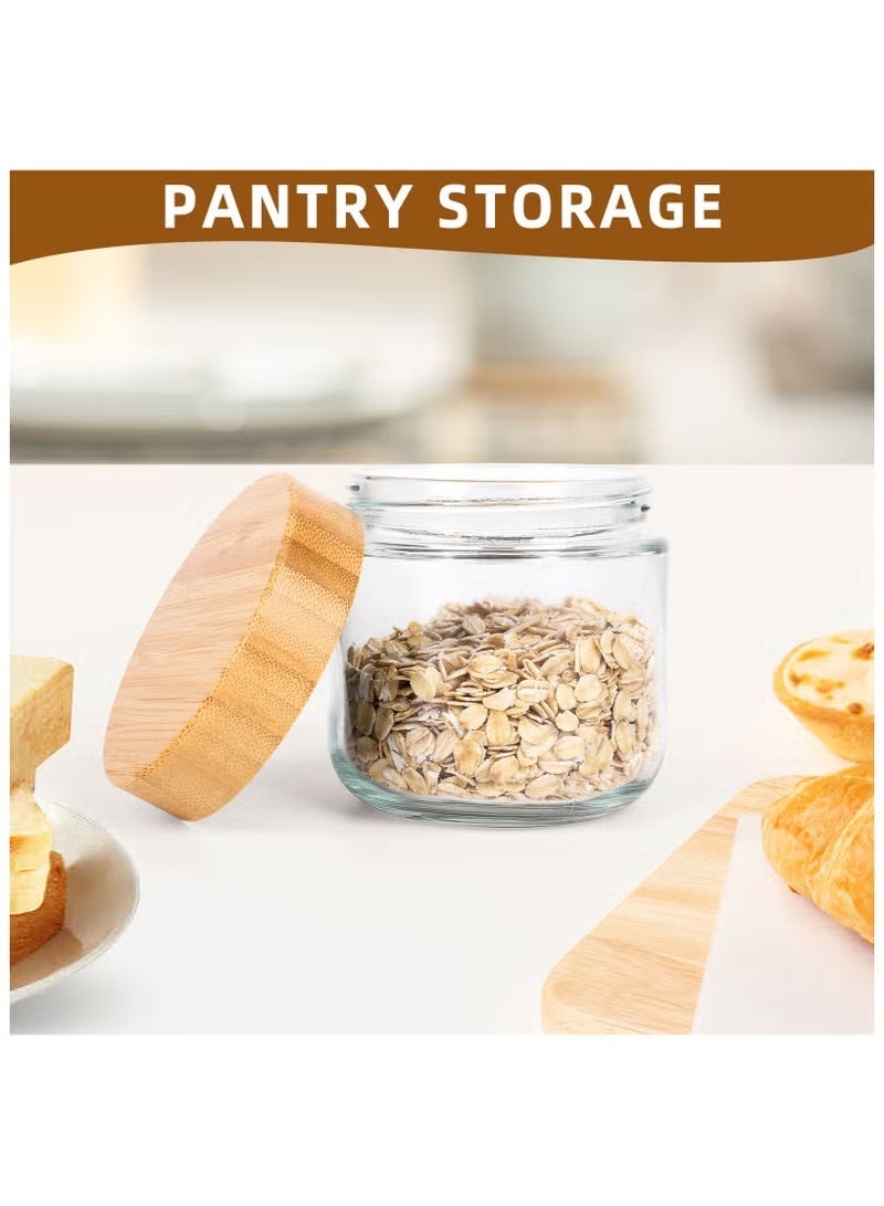 4 عبوات من برطمانات الشوفان الزجاجية الليلية مع أغطية من الخيزران، حاويات محكمة الغلق بفم واسع 10 أونصة لإعداد الوجبات والزبادي والسلطة وتخزين المؤن - Image 4