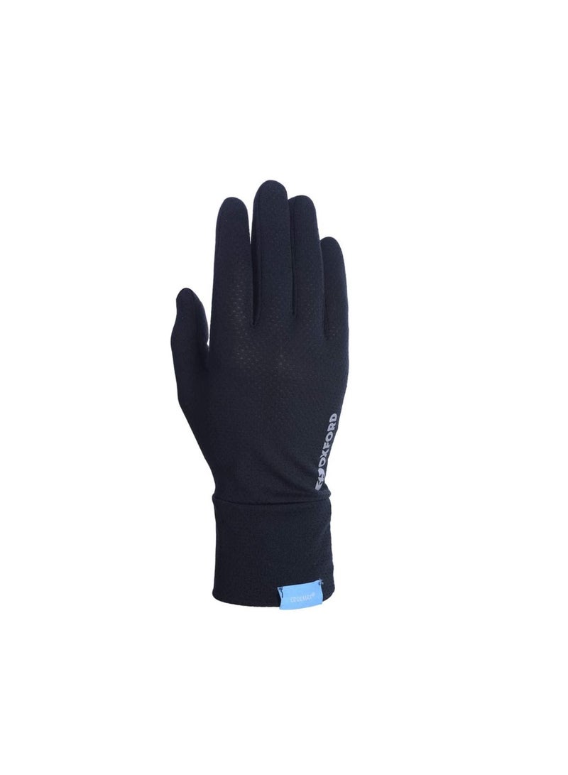 Oxford OXFORD Deluxe Coolmax Inner Gloves Black for Bike Riders-M  - Image 1