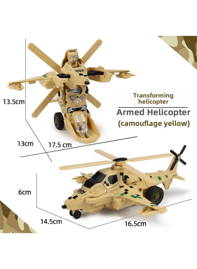 Impact Toy Car Deformation Children's Toy Car One-click Impact Toy Car Deformation Car Boy Toy Wholesale-Color:Deformation Helicopter-Brown (bare) - Image 1