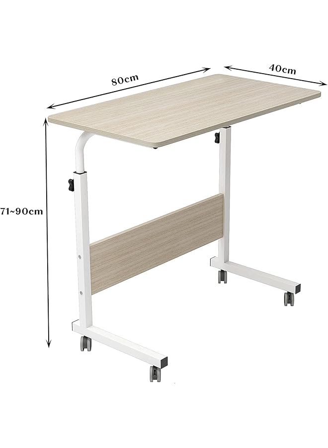 إيروريكس طاولة كمبيوتر محمول قابلة للتعديل 60 سم، حامل كمبيوتر محمول متنقل، طاولة جانبية للسرير والأريكة والمستشفى والتمريض والقراءة والأكل، خشب القيقب الأبيض (60 × 40) سم 60 - Image 2