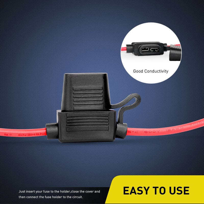 Nilight 10 Pack NI-FH01 Inline Holder 14AWG Wiring Harness ATC/ATO 30AMP Blade Automotive Fuse Holder-10, 2 Years Warranty - Image 4