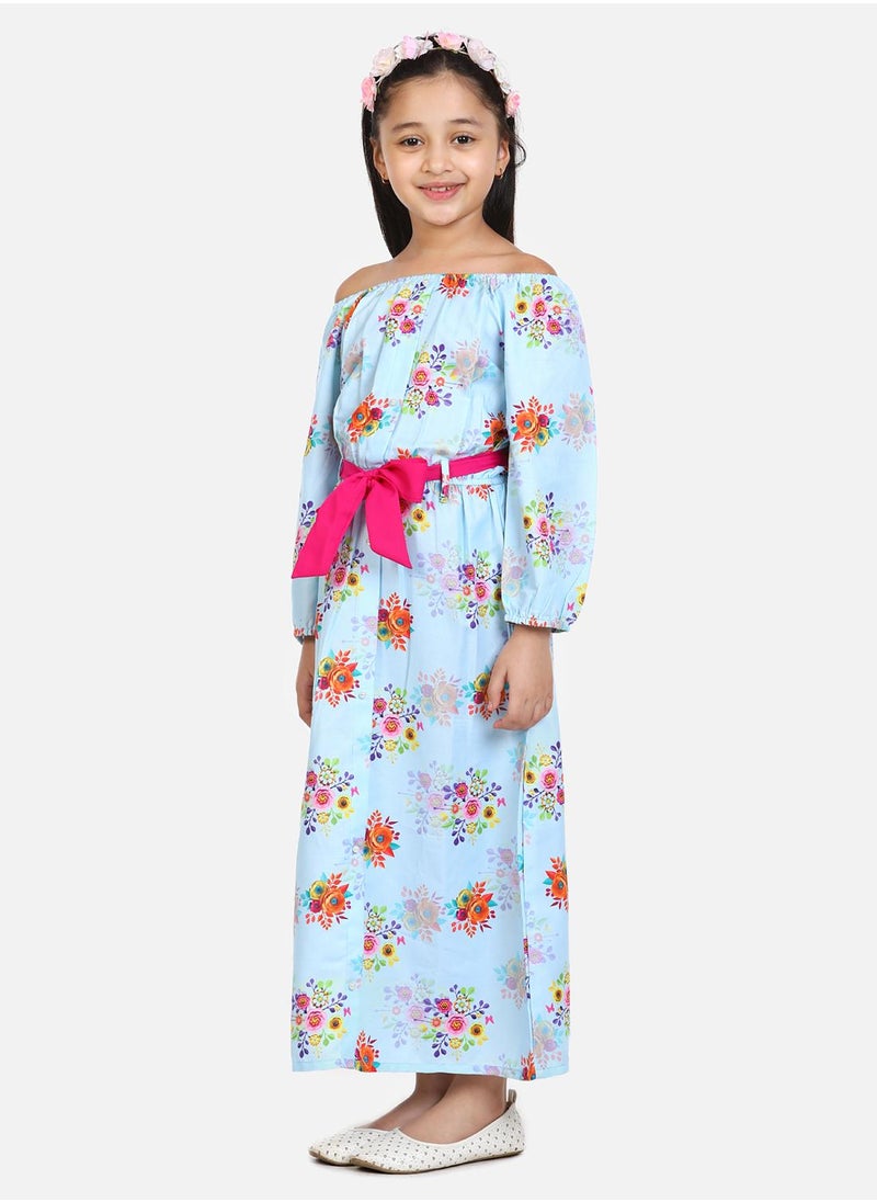 LILPICKS Sky Blue Off shoulder Party Maxi Dress  - Image 3