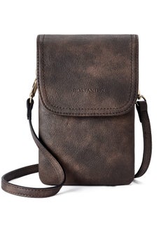 Bostanten BOSTANTEN Vegan Leather Small Crossbody Bags for Women Designer Cell Phone Bag Wallet Purses Adjustable Strap Retro Coffee  - Image 1